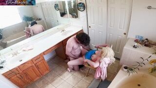 Stepson caught on camera being more than just helpful with stepmom dressing in the bathroom - porn video