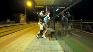 Quick risky sex at public bus stop with squirt orgasm and cum in my mouth Dada Deville - porn video
