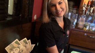 Gorgeous blonde bartender is talked into having sex at work - porn video